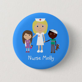 Niedliche Cartoon-Krankenschwester u. Kinderknopf Button