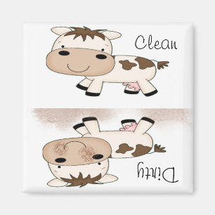 Niedliche Cartoon-Kuh Cean und schmutziges Magnet