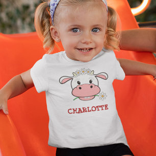 Niedliche Cartoon Kuh   Individuelle Name Farm Tie Baby T-shirt