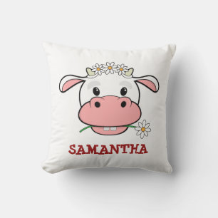 Niedliche Cartoon Kuh   Individuelle Name Farmkiss Kissen