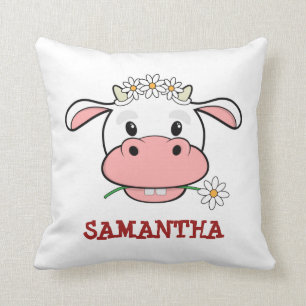 Niedliche Cartoon Kuh   Individuelle Name Farmkiss Kissen