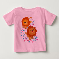 Niedliche Cartoon Löwen im Garden Baby T - Shirt