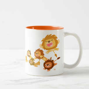 Niedliche Cartoon-Löwen-Parade-Tasse Zweifarbige Tasse