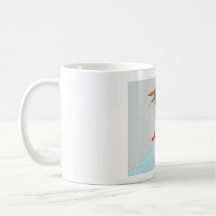 niedliche Cartoon Mädchen auf einem roten Kleid in Kaffeetasse