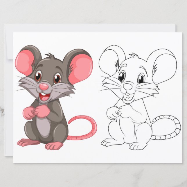 Niedliche Cartoon-Mausfärbungsseite (Vorderseite)