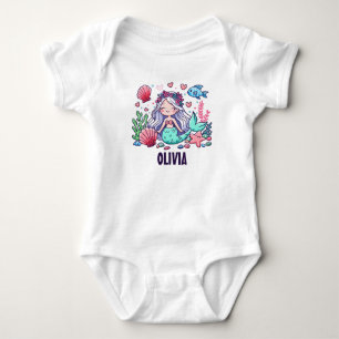 Niedliche Cartoon-Meerjungfrau Personalisiert  Baby Strampler