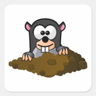 Niedliche Cartoon-Mole, oben knallend aus dem Quadratischer Aufkleber