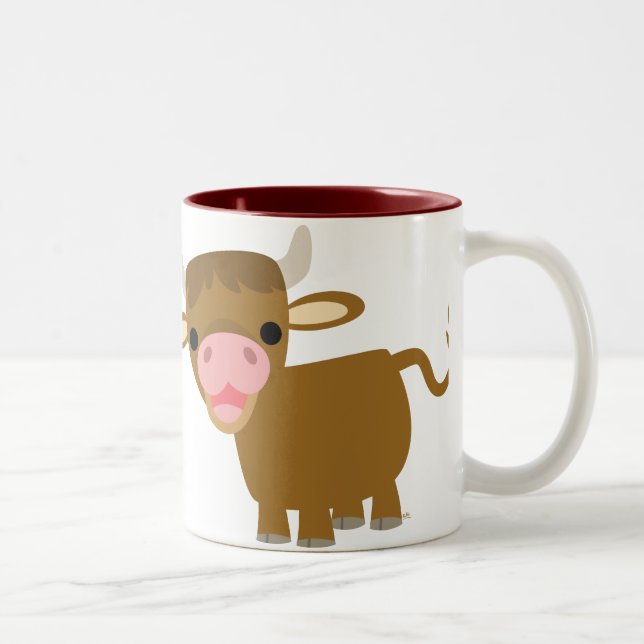 Niedliche Cartoon-Ochsen-Tasse Zweifarbige Tasse (Rechts)