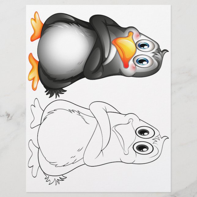 Niedliche Cartoon-Pinguin-Farbseite Flyer (Vorne)