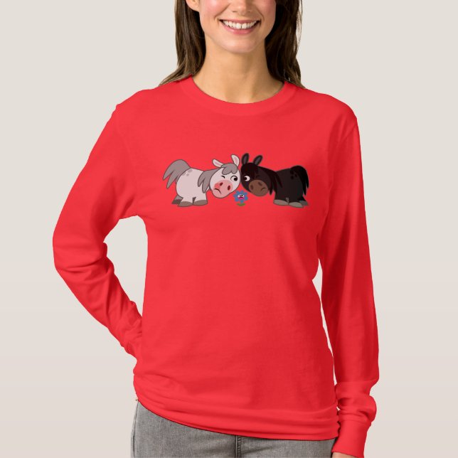 Niedliche Cartoon Ponies Standby Women T - Shirt (Vorderseite)