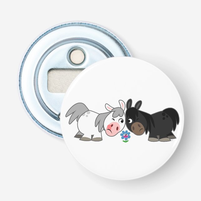 Niedliche Cartoon Ponies Standoff Button Flaschenö Flaschenöffner (Vorderseite)