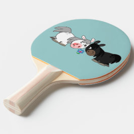 Niedliche Cartoon Ponies Standoff Ping Pong Paddle Tischtennis Schläger