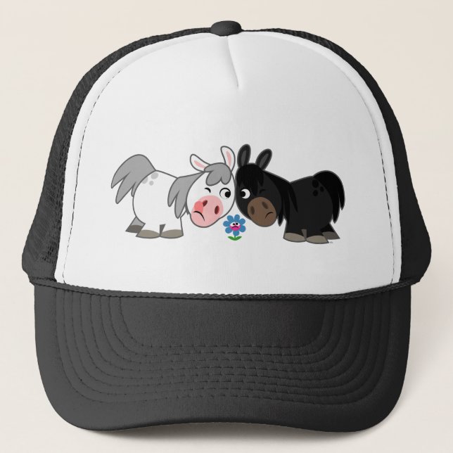 Niedliche Cartoon Ponys Standoff Hat Truckerkappe (Vorderseite)