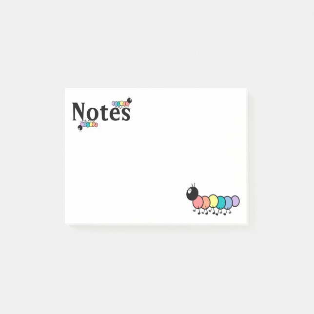 Niedliche Cartoon-Raupen Post-it Klebezettel (Vorderseite)