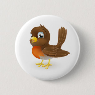 Niedliche Cartoon Robin-Illustration Button