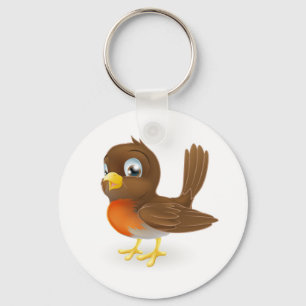 Niedliche Cartoon Robin-Illustration Schlüsselanhänger