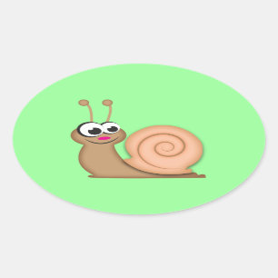 Niedliche Cartoon-Schnecke Ovaler Aufkleber