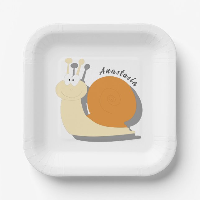 Niedliche Cartoon Schnecke Personalisiert Pappteller (Vorderseite)