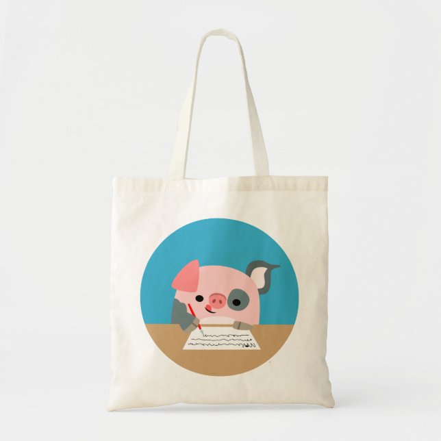 Niedliche Cartoon-Schreibens-Schwein-Tasche Tragetasche (Vorne)
