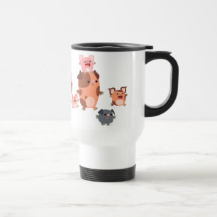Niedliche Cartoon-Schwein-Familien-Pendler-Tasse Reisebecher