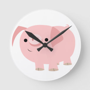 Niedliche Cartoon-Schwein-Uhr Runde Wanduhr