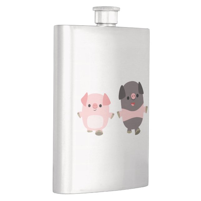 Niedliche Cartoon Schweine auf einer klassischen R Flachmann (Rechts)