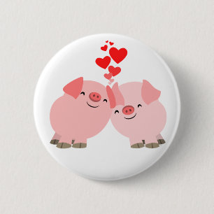 Niedliche Cartoon-Schweine im Button