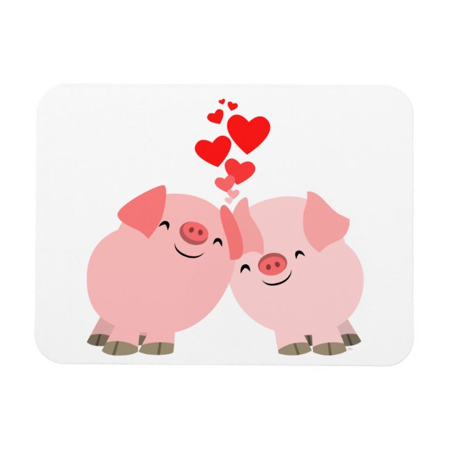 Niedliche Cartoon Schweine im Premium Magnet der L (Horizontal)