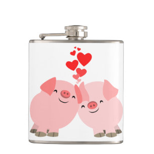 Niedliche Cartoon Schweine in Liebe Hüftkolben Flachmann