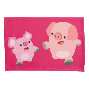 Niedliche Cartoon-Schweine Kissenbezug