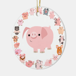 Niedliche Cartoon-Schweinmandala-Verzierung Keramik Ornament