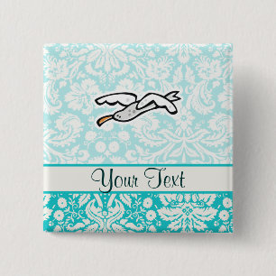 Niedliche Cartoon-Seemöwe Button