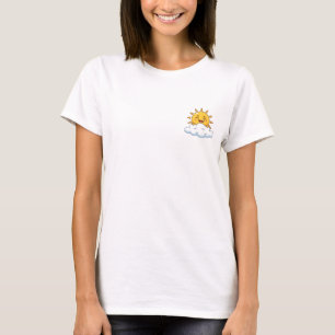Niedliche Cartoon-Sonne lächelt hinter einer flaus T-Shirt