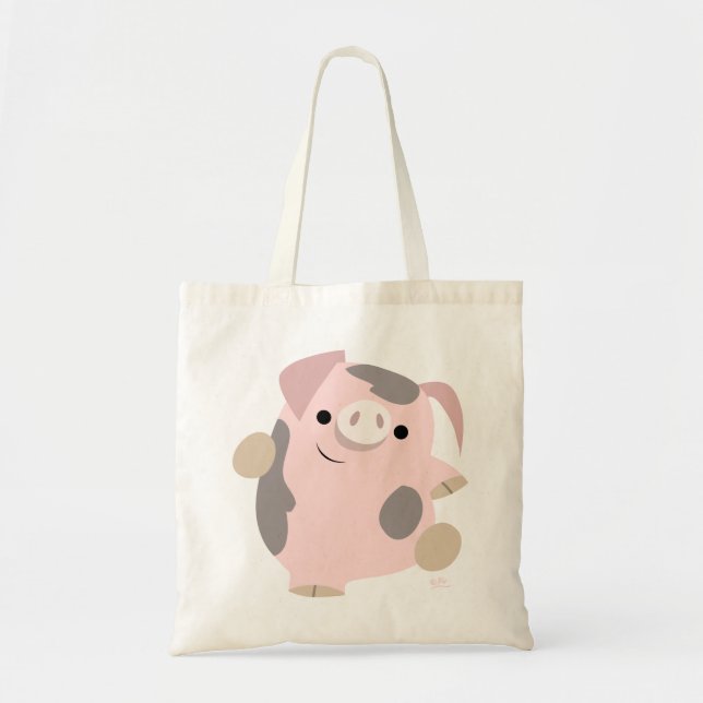 Niedliche Cartoon-Tanzen-Schwein-Tasche Tragetasche (Vorne)
