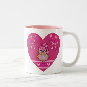 Niedliche Cartoon-Tasse Babyeule im Herzen Zweifarbige Tasse