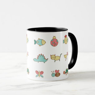 Niedliche Cartoon Tiere Muster Tasse