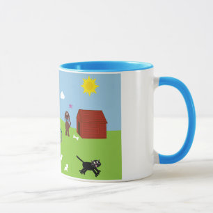 Niedliche Cartoon-Tiere u. Tasse