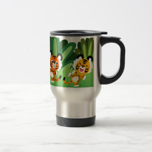 Niedliche Cartoon Tiger tanzen in Dschungelbahn Ta Reisebecher