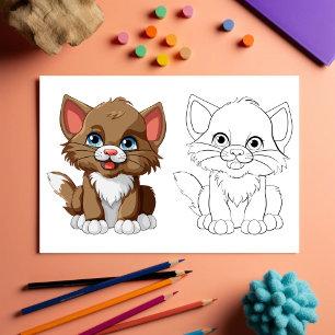 Niedliche Cartoon-Tigerfarbseite Flyer