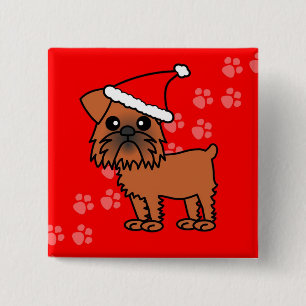 Niedliche Cartoon-Weihnachtsmannmütze Brüssels Button