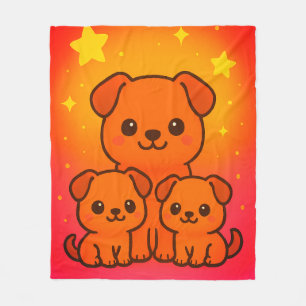 Niedliche Cartoon Welpen mit Starry Gradient Backg Fleecedecke