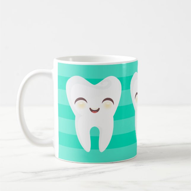 Niedliche Cartoon-Zähne - aquamarine Kaffeetasse (Links)
