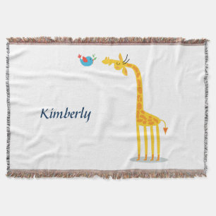Niedliche Cartoongiraffe und -vogel Decke