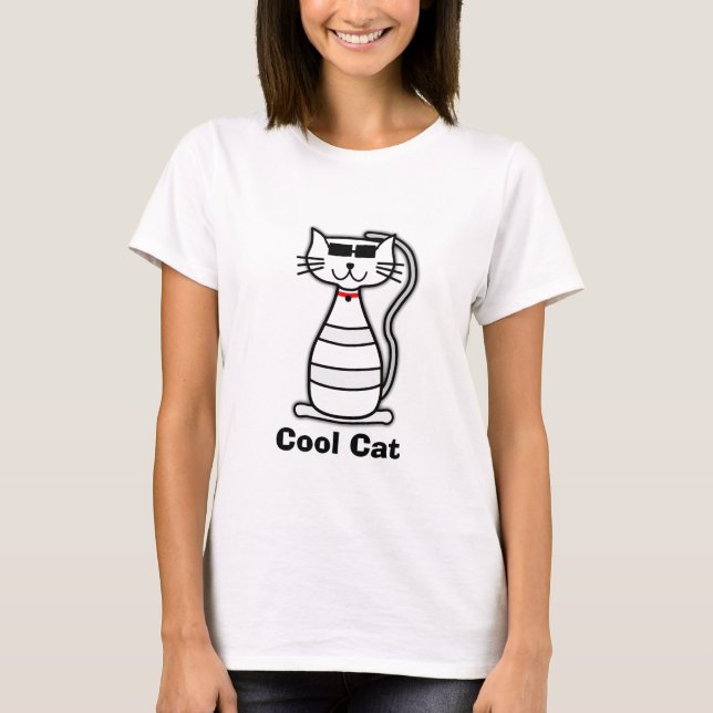 Niedliche Cartoonkatze der coolen Katze mit T-Shirt (Vorderseite)