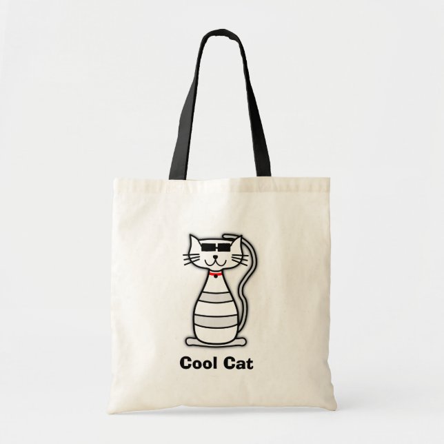 Niedliche Cartoonkatze der coolen Katze mit Tragetasche (Vorne)