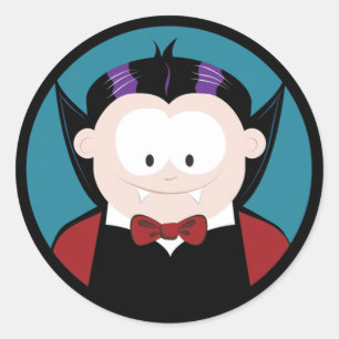 Niedliche Cartoonvampire-Halloween-Aufkleber Runder Aufkleber