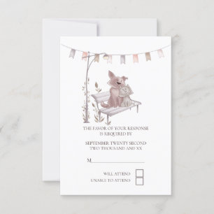 Niedliche Cat and Dog on Park Bench UAWG Wedding RSVP Karte