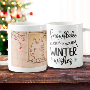 Niedliche Cat and Snowflake Tasse, Winterurlaub Ta Kaffeetasse