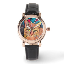 Niedliche Cat Black Leather Women's Watch