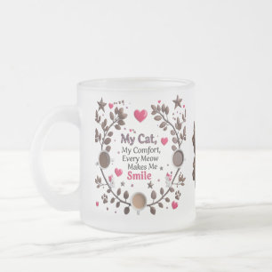 Niedliche Cat & Coffee Forest Tasse - rosa Herz